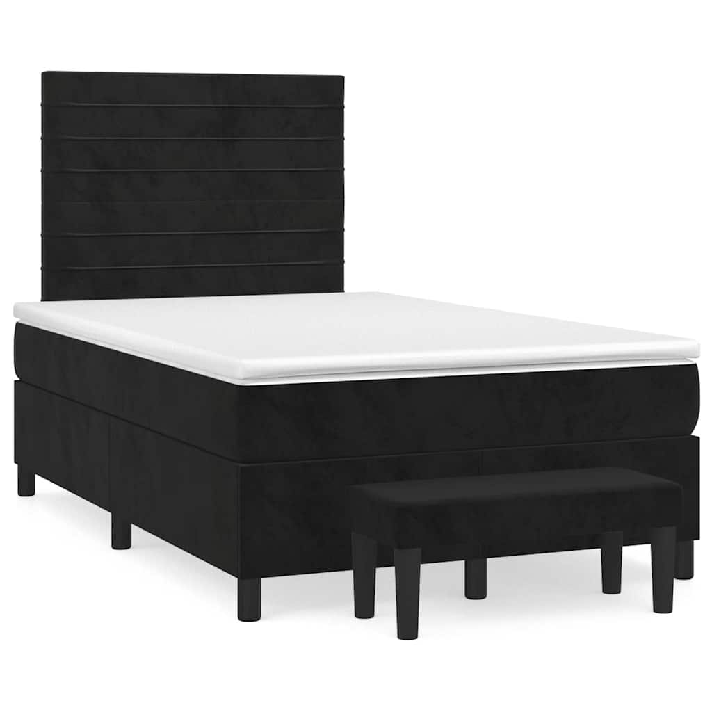 vidaXL Κρεβάτι Boxspring με Στρώμα Μαύρο 120x190 εκ. Βελούδινο