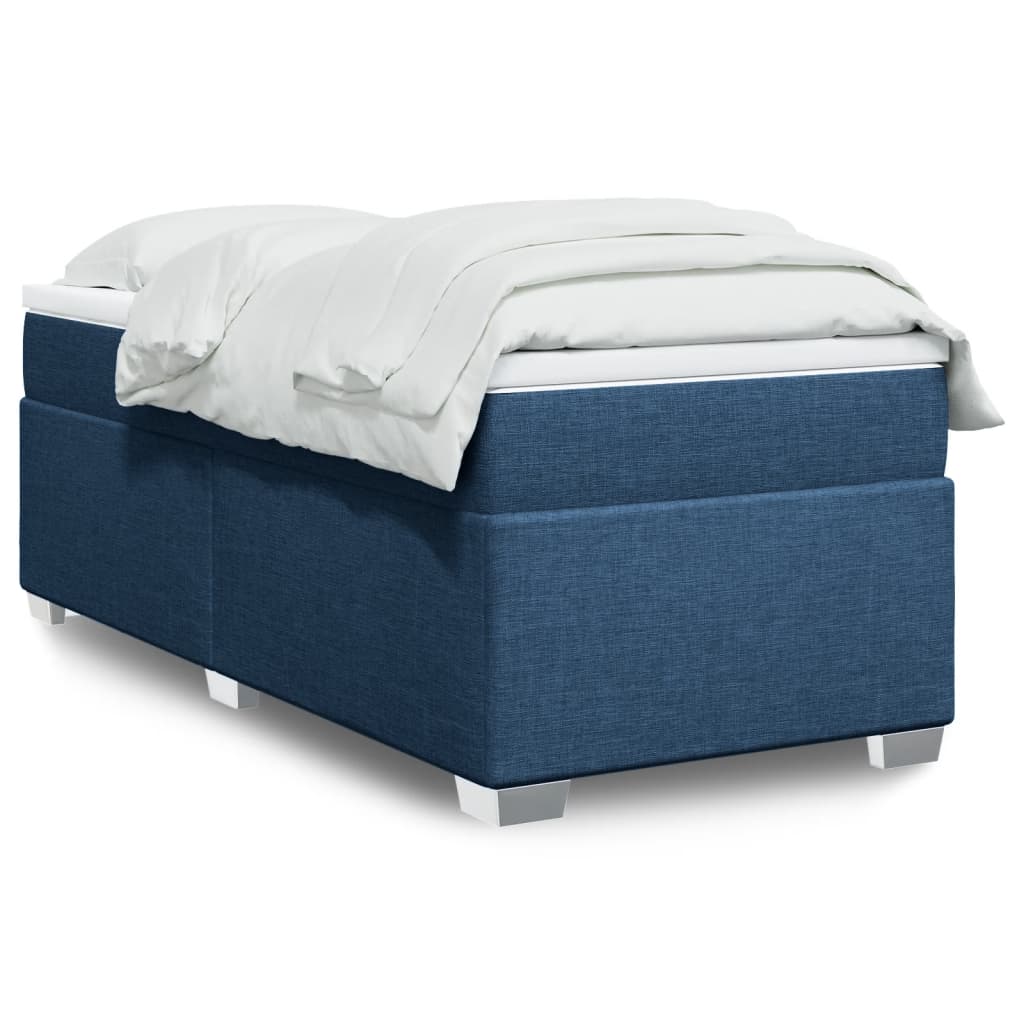 vidaXL Κρεβάτι Boxspring με Στρώμα Μπλε 90x200 εκ.Υφασμάτινο