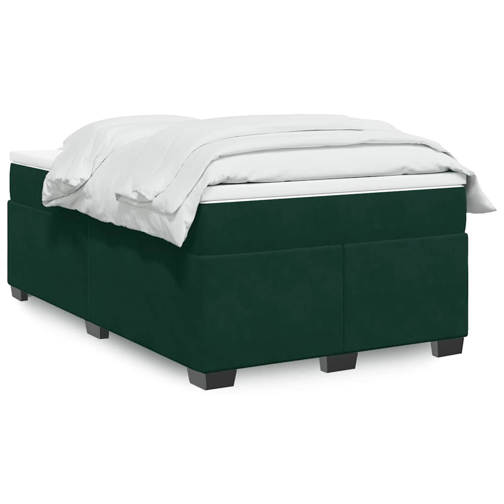 vidaXL Κρεβάτι Boxspring με Στρώμα Σκούρο Πράσινο 120x200εκ. Βελούδινο
