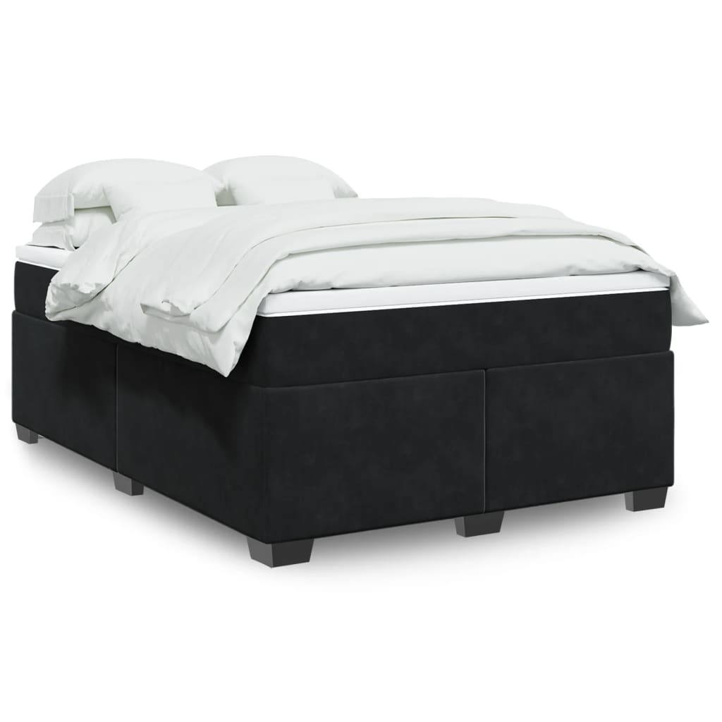 vidaXL Κρεβάτι Boxspring με Στρώμα Μαύρο 160x200 εκ. Βελούδινο