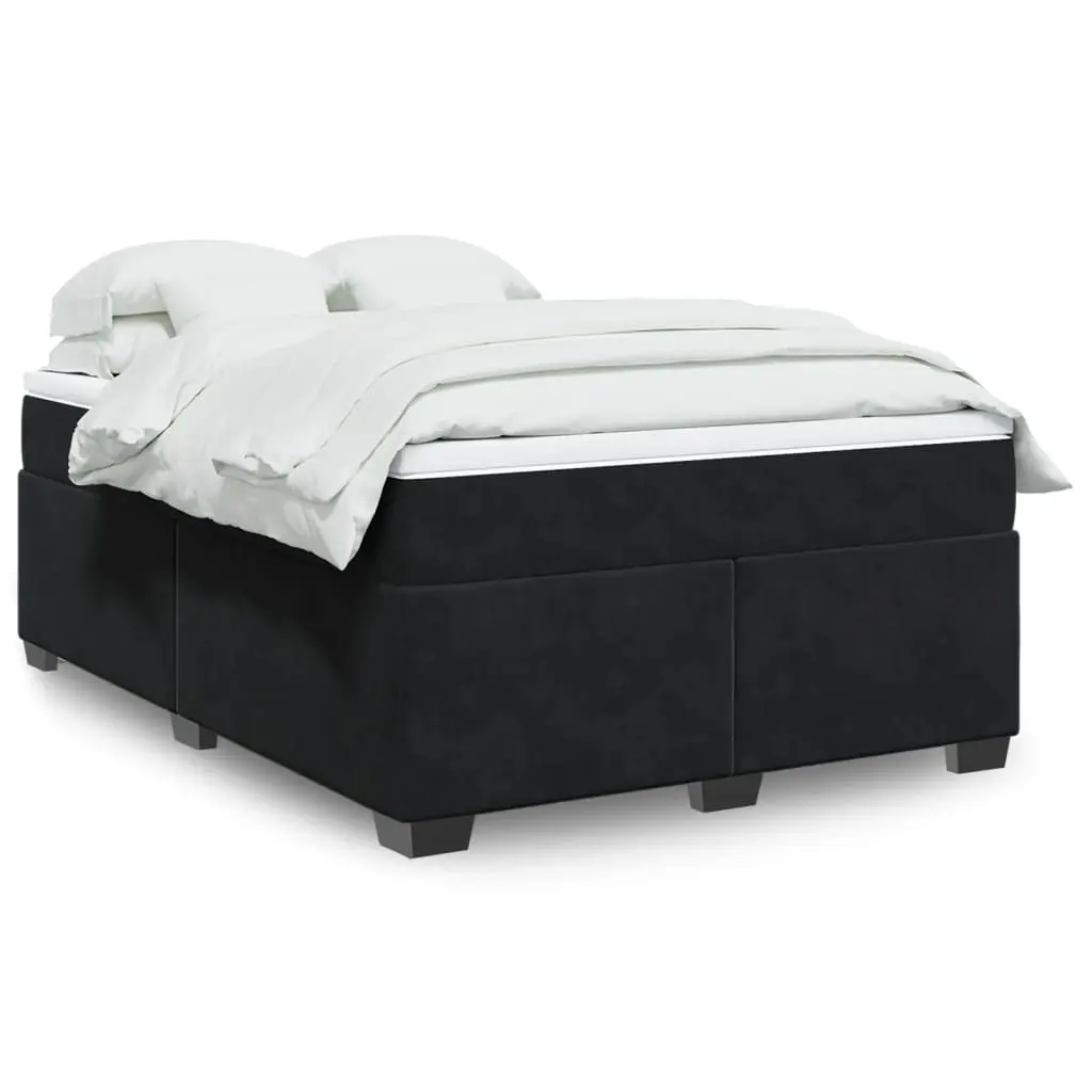 vidaXL Κρεβάτι Boxspring με Στρώμα Μαύρο 160x200 εκ. Βελούδινο