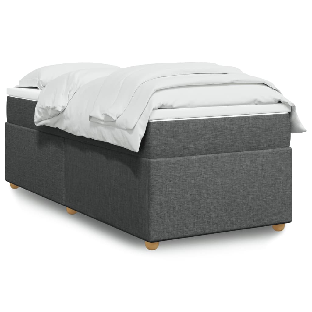vidaXL Κρεβάτι Boxspring με Στρώμα Σκούρο Γκρι 90x190 εκ. Υφασμάτινο