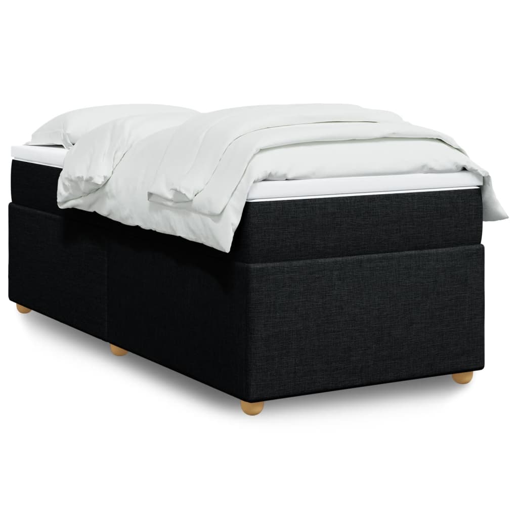 vidaXL Κρεβάτι Boxspring με Στρώμα Μαύρο 90x190 εκ.Υφασμάτινο