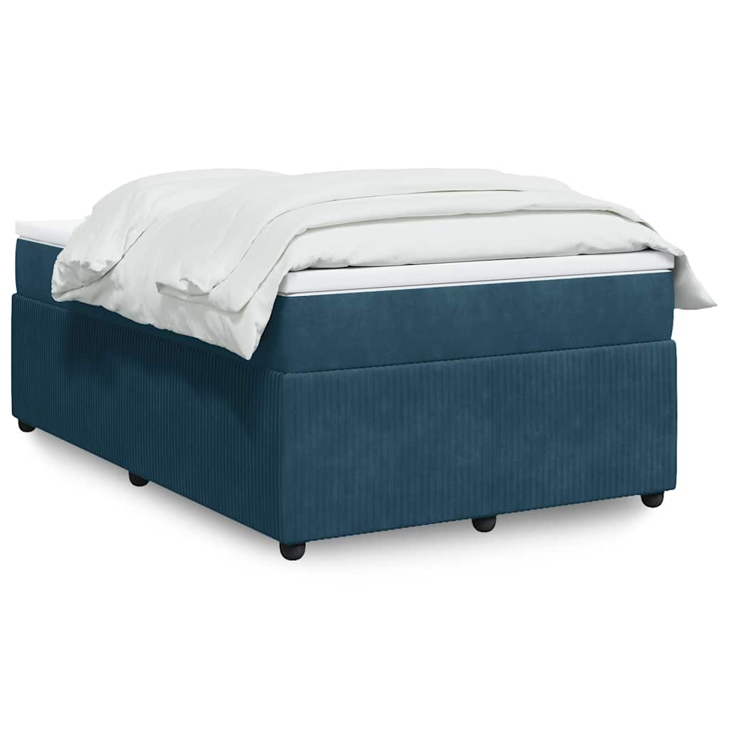 vidaXL Κρεβάτι Boxspring με Στρώμα Σκούρο Μπλε 120x200 εκ. Βελούδινο