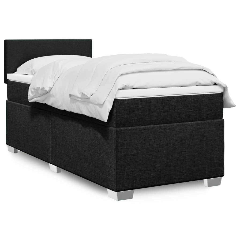 vidaXL Κρεβάτι Boxspring με Στρώμα Μαύρο 90x200 εκ. Υφασμάτινο
