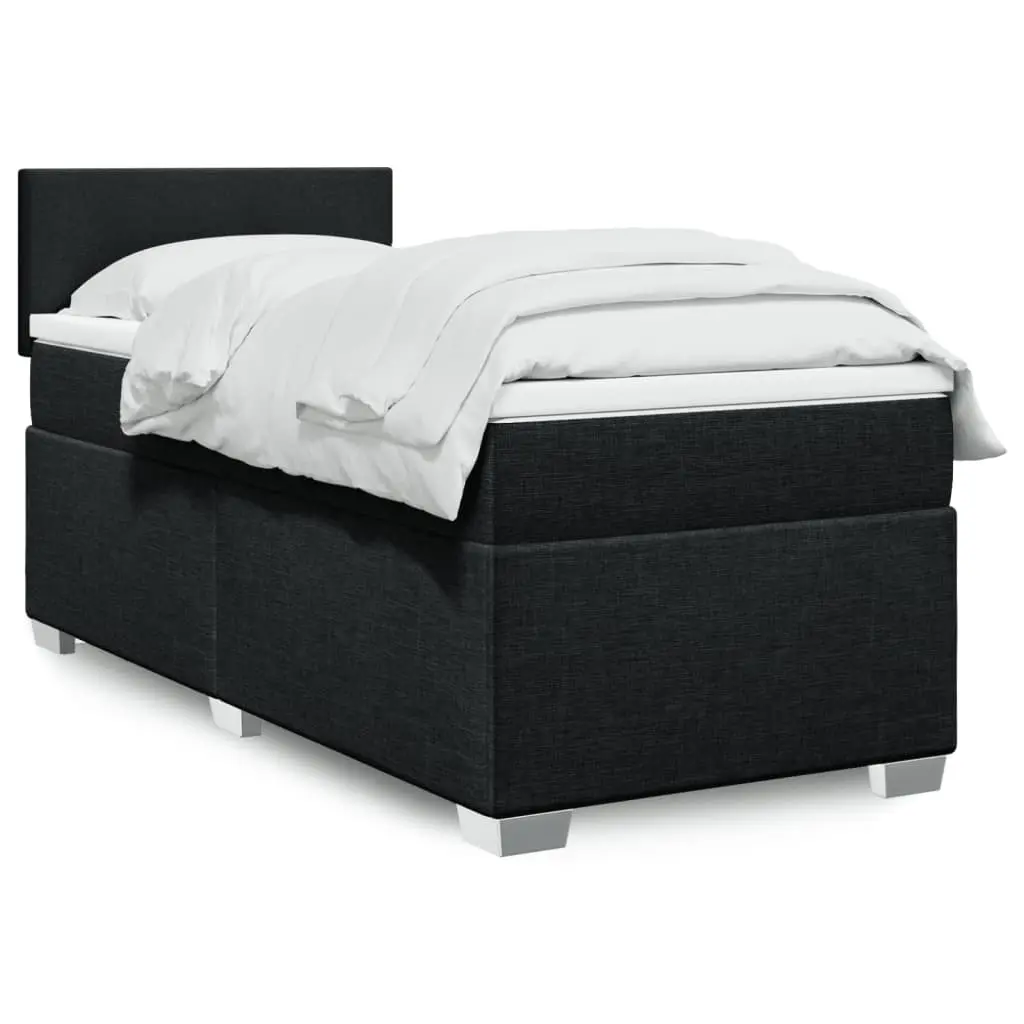 vidaXL Κρεβάτι Boxspring με Στρώμα Μαύρο 90x200 εκ. Υφασμάτινο