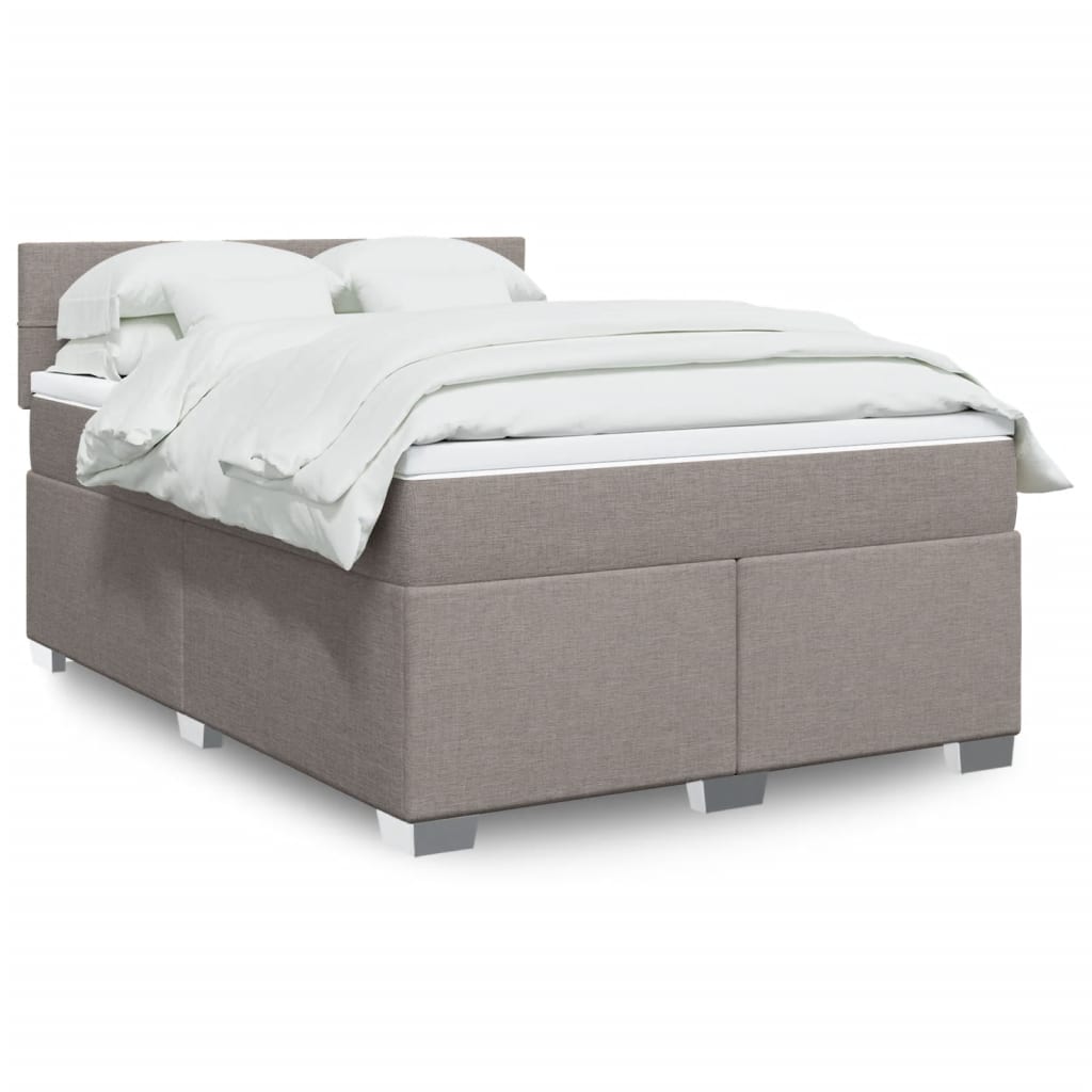 vidaXL Κρεβάτι Boxspring με Στρώμα Taupe 140x190 εκ. Υφασμάτινο