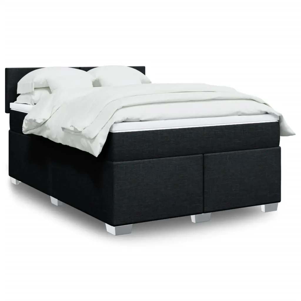 vidaXL Κρεβάτι Boxspring με Στρώμα Μαύρο 140x200 εκ. Υφασμάτινο