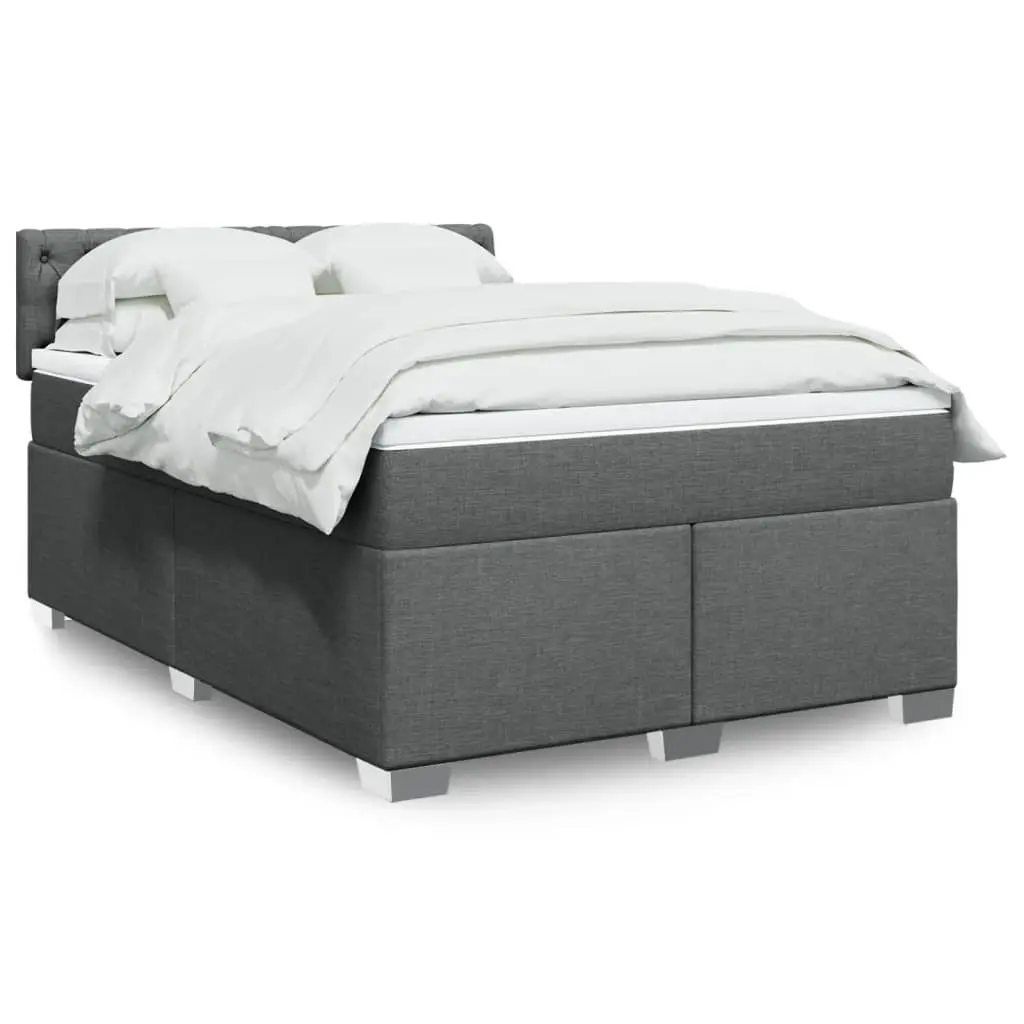 vidaXL Κρεβάτι Boxspring με Στρώμα Σκούρο Γκρι 140x200 εκ Υφασμάτινο