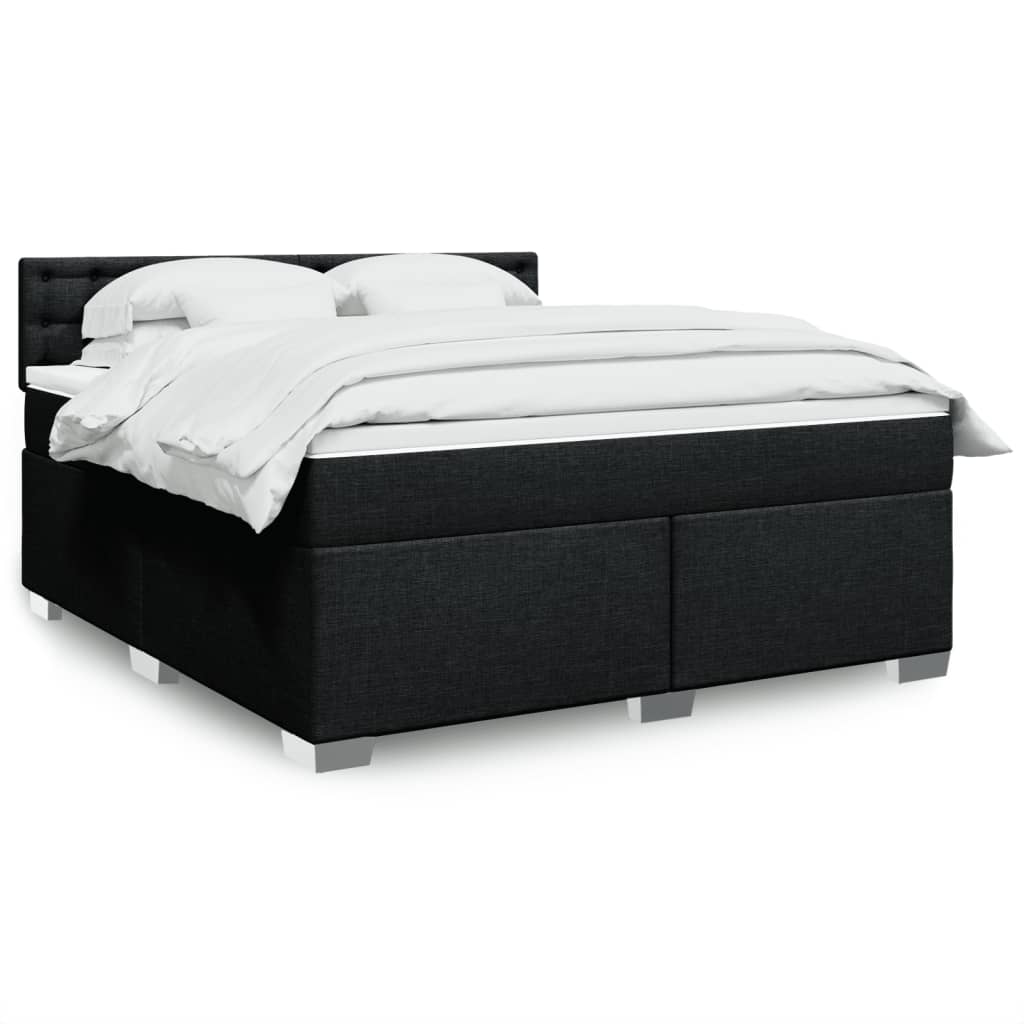 vidaXL Κρεβάτι Boxspring με Στρώμα Μαύρο 180x200 εκ. Υφασμάτινο