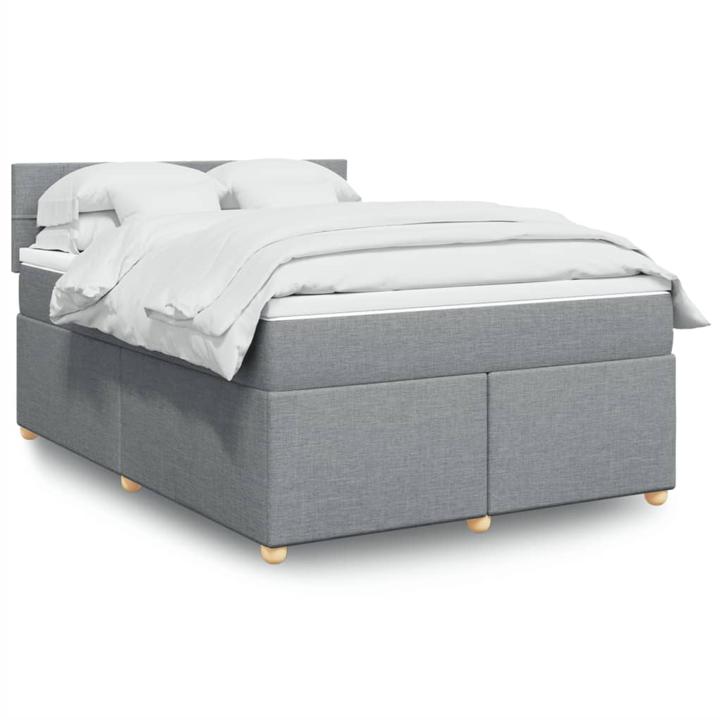 vidaXL Κρεβάτι Boxspring με Στρώμα Ανοιχτό Γκρι 140x200 εκ. Υφασμάτινο