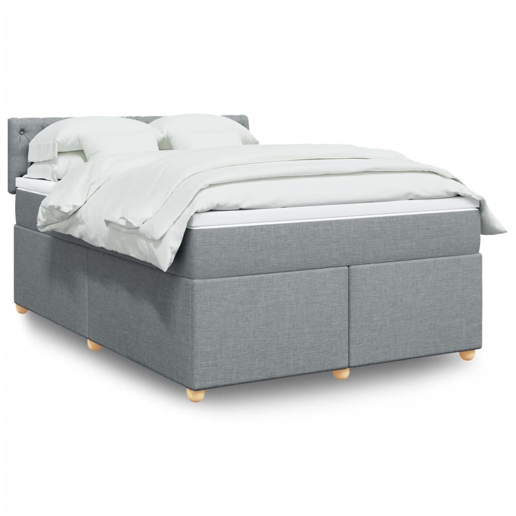 vidaXL Κρεβάτι Boxspring με Στρώμα Ανοιχτό Γκρι 140x200 εκ. Υφασμάτινο