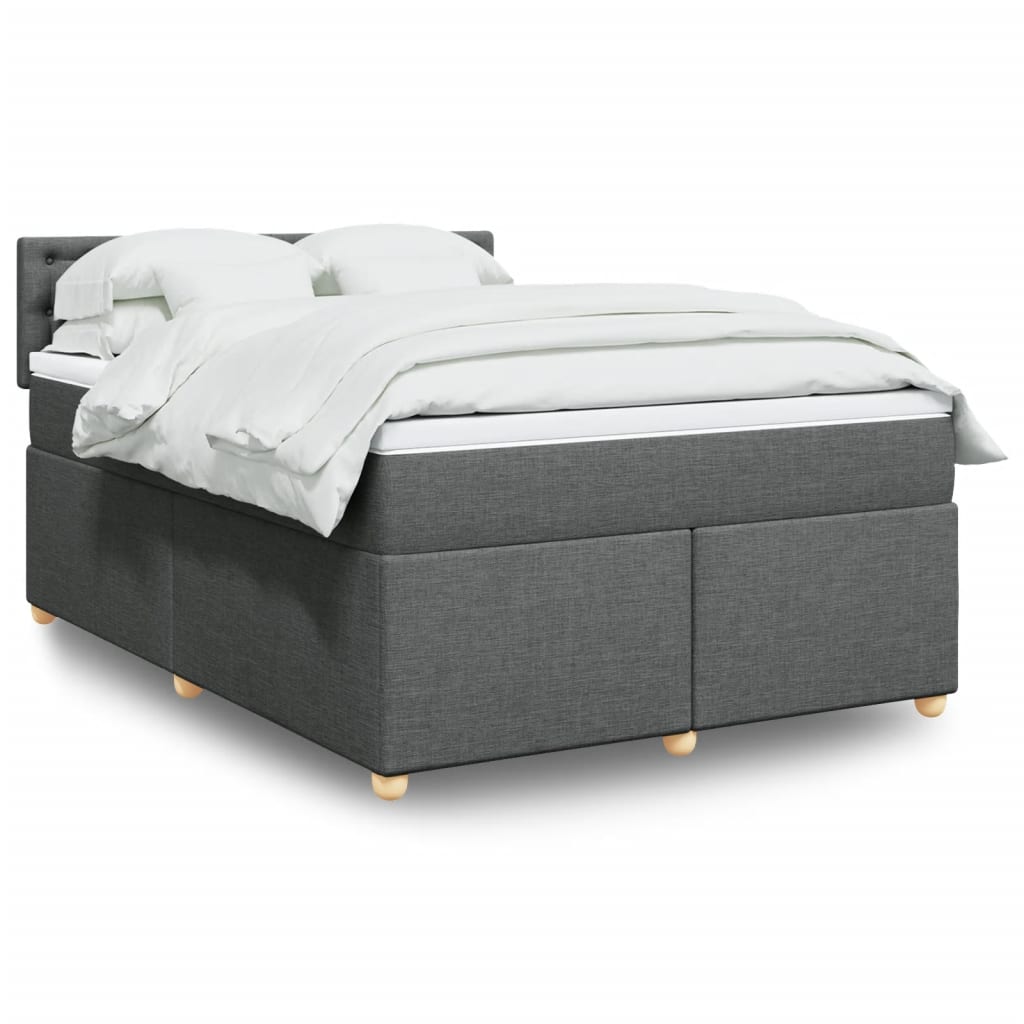 vidaXL Κρεβάτι Boxspring με Στρώμα Σκούρο Γκρι 140x200 εκ Υφασμάτινο