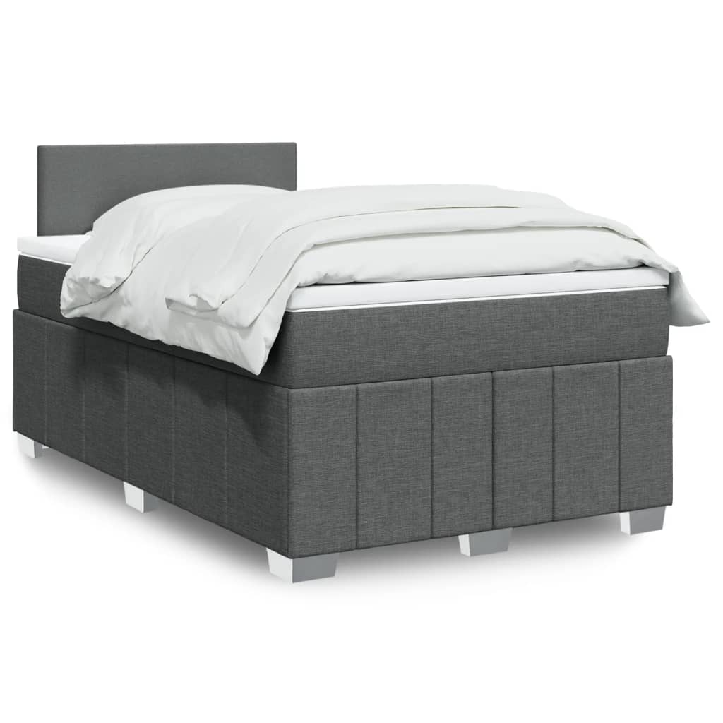 vidaXL Κρεβάτι Boxspring με Στρώμα Σκούρο Γκρι 120x190 εκ Υφασμάτινο