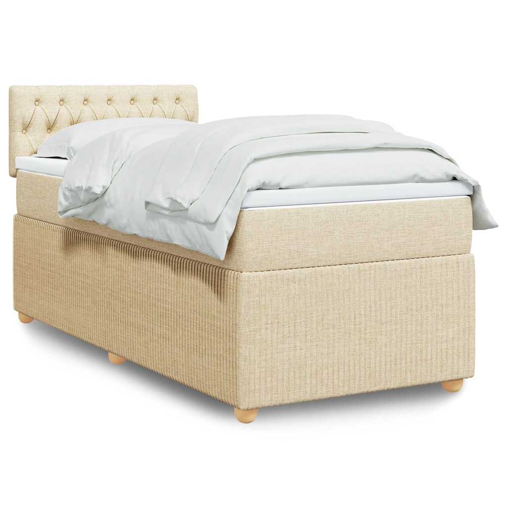 vidaXL Κρεβάτι Boxspring με Στρώμα Κρεμ 80 x 200 εκ. Υφασμάτινο