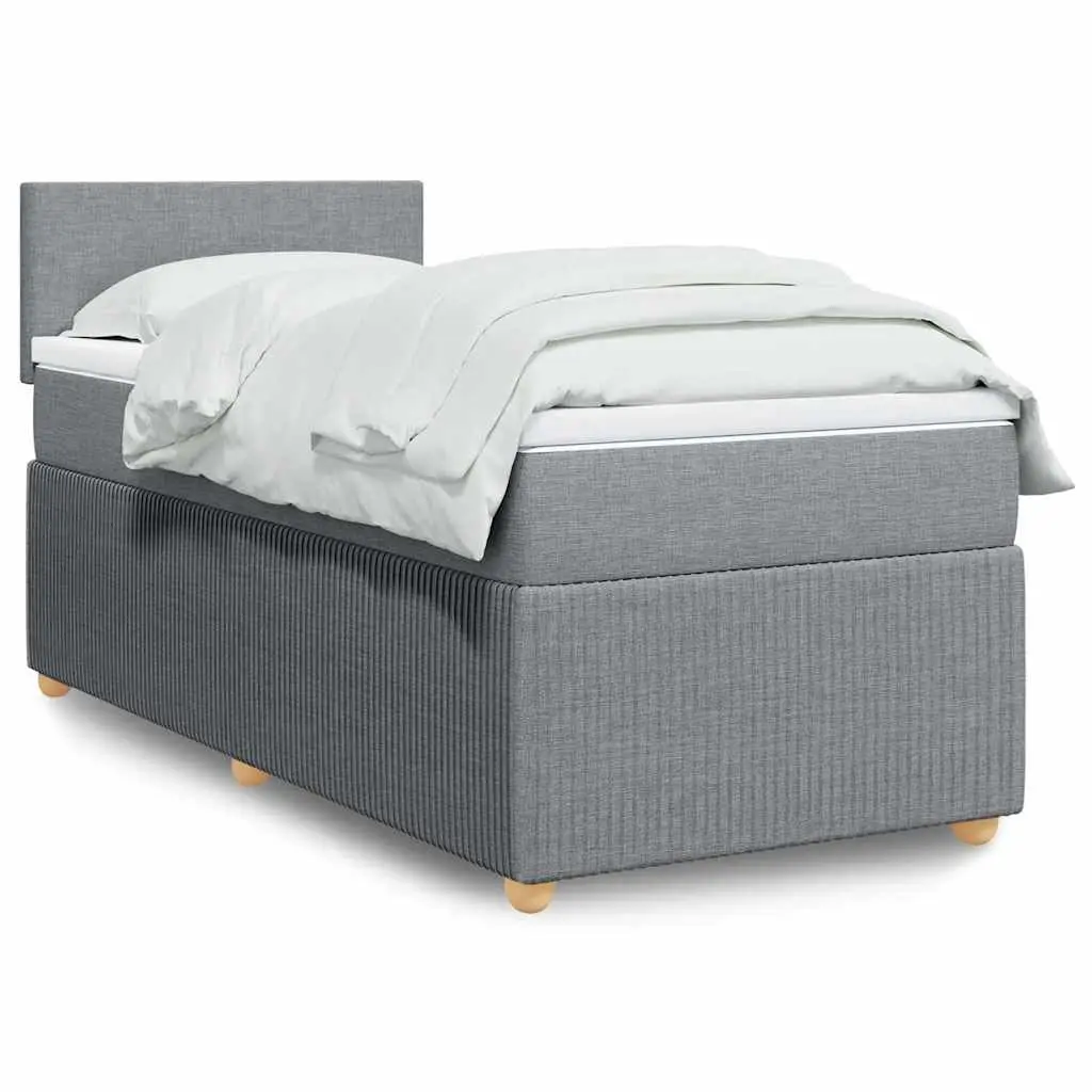 vidaXL Κρεβάτι Boxspring με Στρώμα Ανοιχτό Γκρι 90x190 εκ. Υφασμάτινο