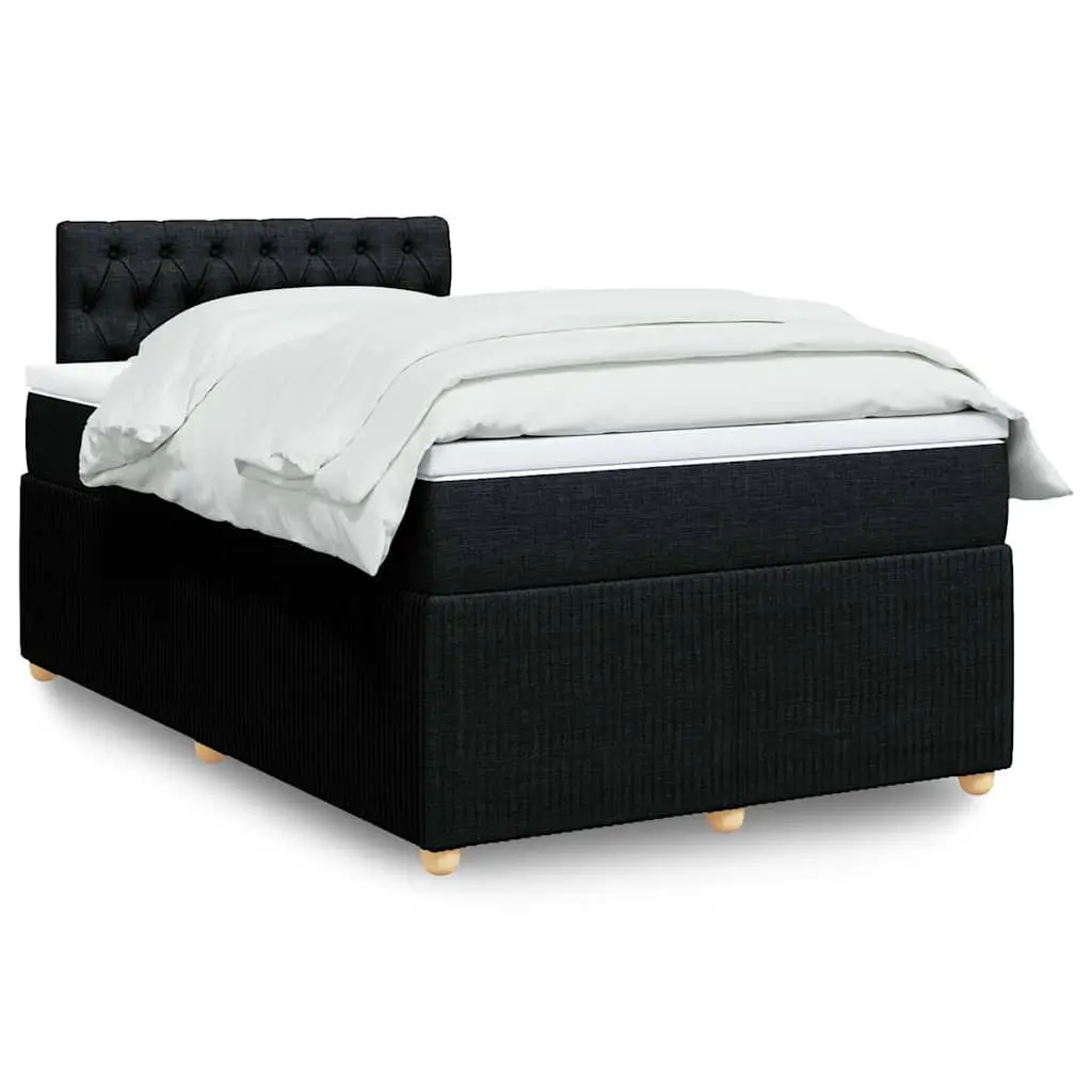 vidaXL Κρεβάτι Boxspring με Στρώμα Μαύρο 120x200 εκ. Υφασμάτινο
