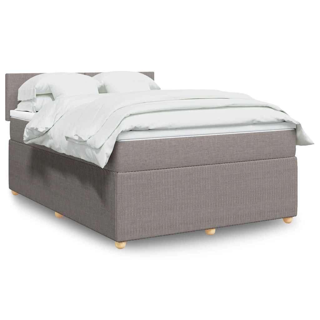 vidaXL Κρεβάτι Boxspring με Στρώμα Taupe 140x190 εκ. Υφασμάτινο