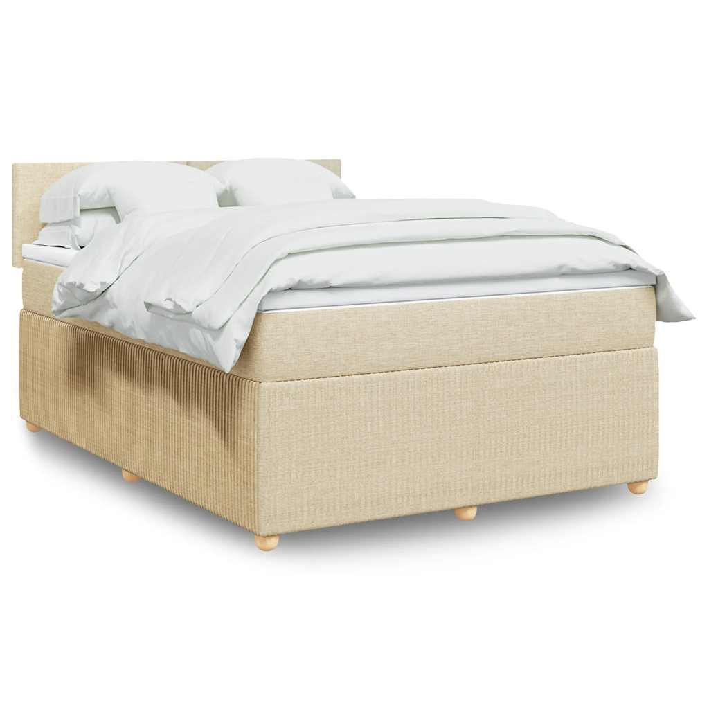 vidaXL Κρεβάτι Boxspring με Στρώμα Κρεμ 140x190 εκ. Υφασμάτινο