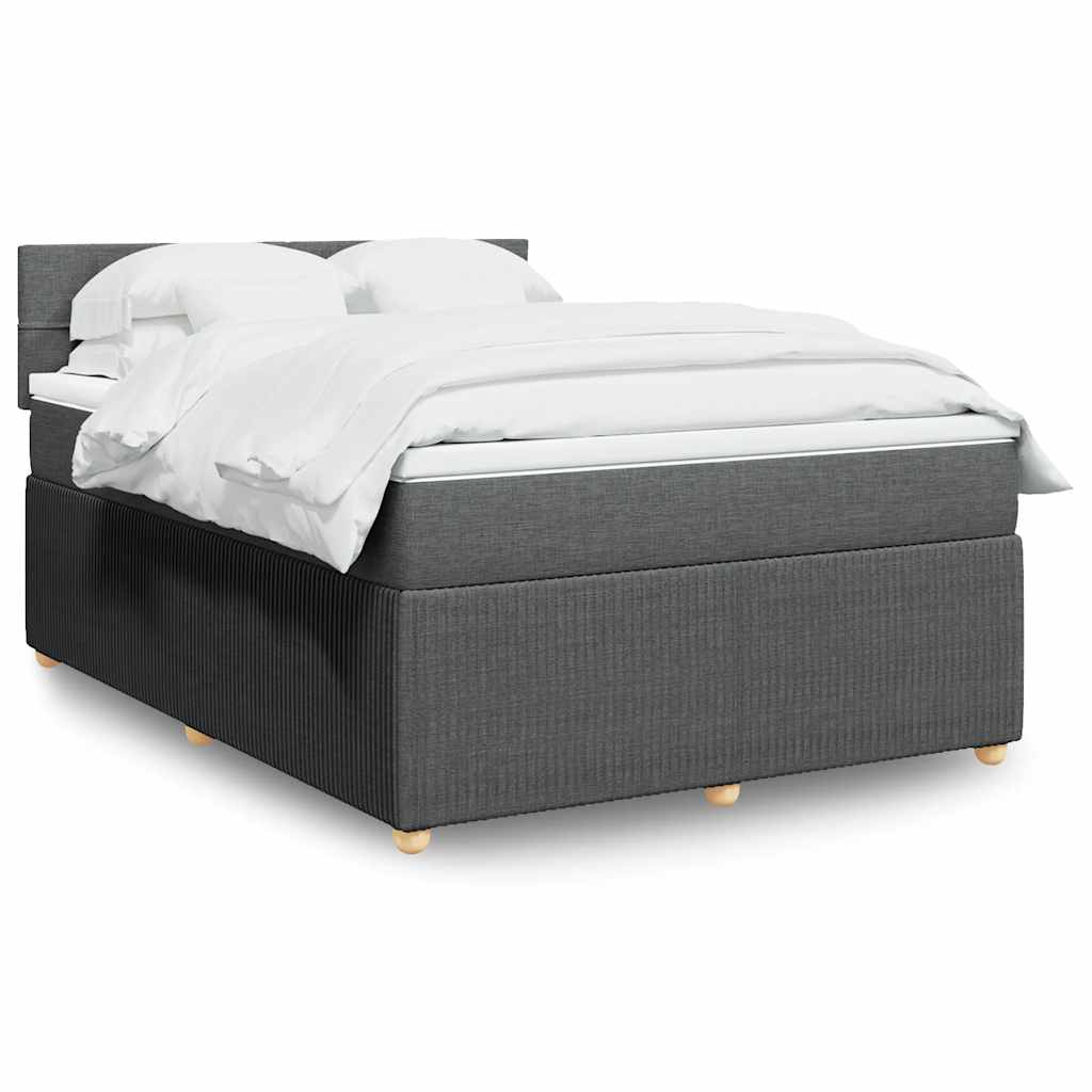 vidaXL Κρεβάτι Boxspring με Στρώμα Σκούρο Γκρι 140x190 εκ. Υφασμάτινο