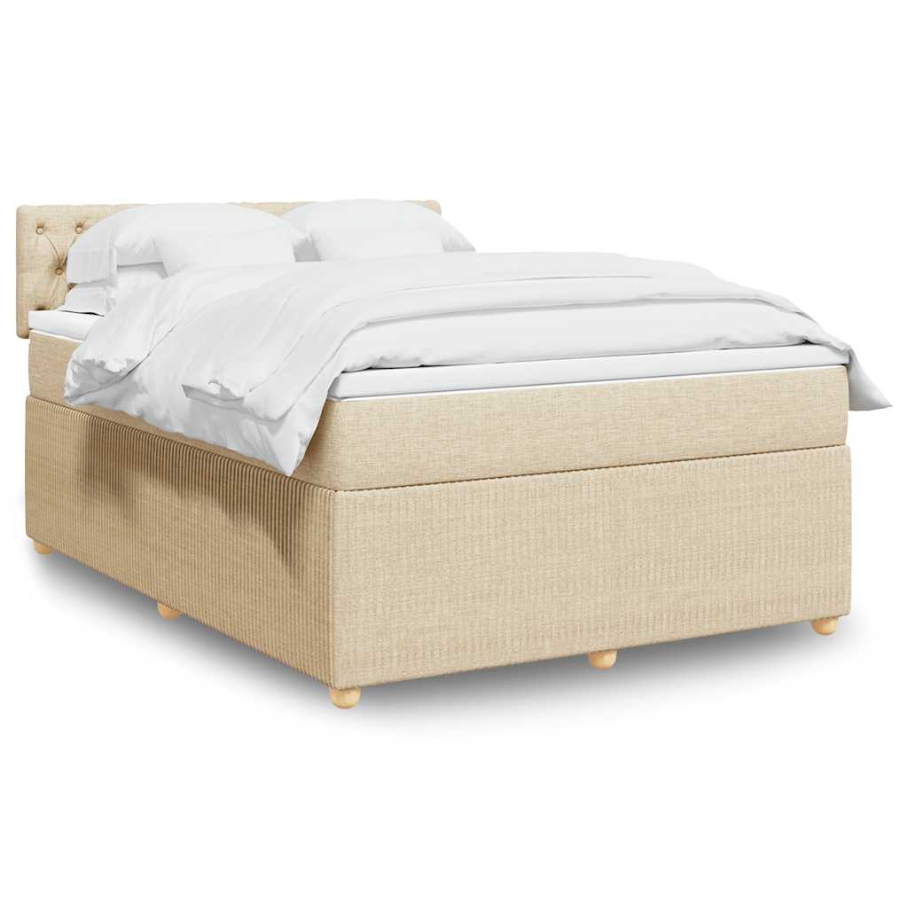 vidaXL Κρεβάτι Boxspring με Στρώμα Κρεμ 160x200 εκ. Υφασμάτινο