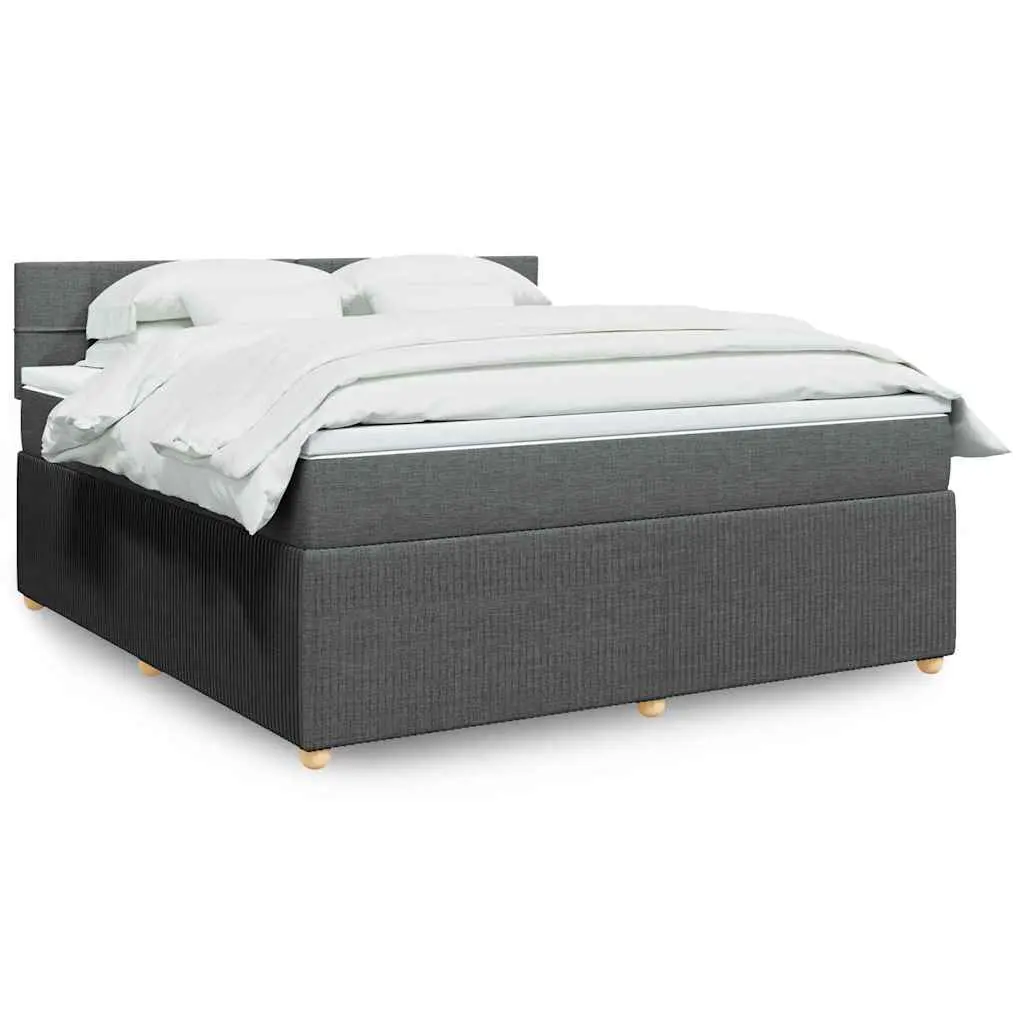 vidaXL Κρεβάτι Boxspring με Στρώμα Σκούρο Γκρι 180x200 εκ Υφασμάτιν