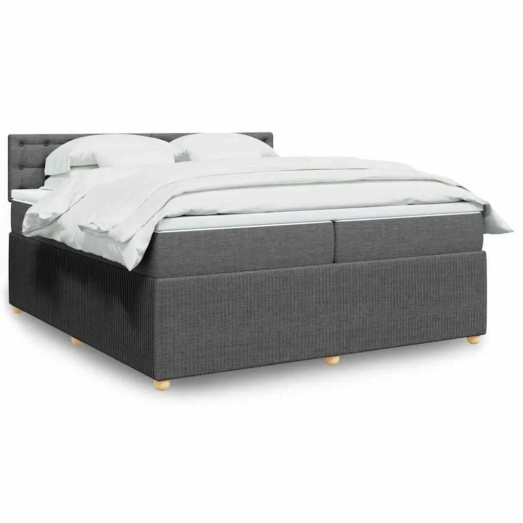 vidaXL Κρεβάτι Boxspring με Στρώμα Σκούρο Γκρι 200x200 εκ. Υφασμάτινο