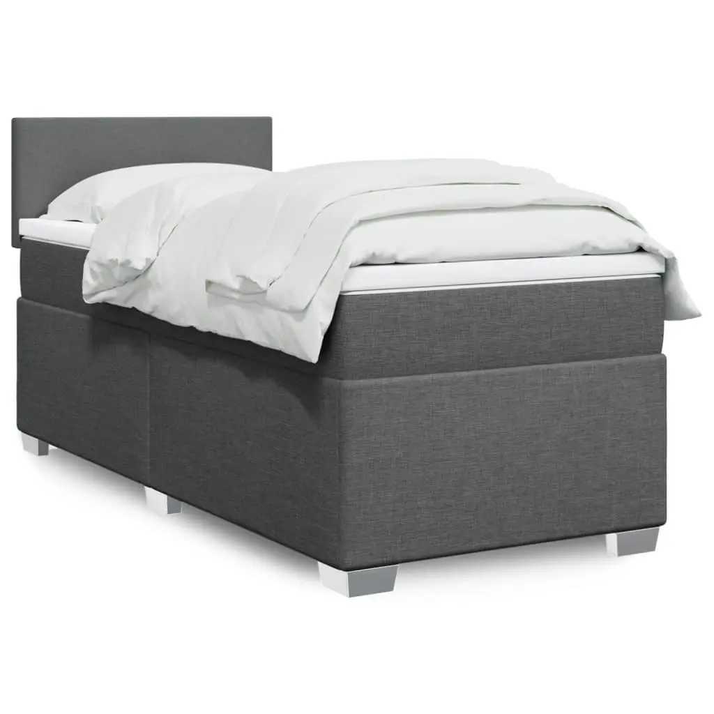 vidaXL Κρεβάτι Boxspring με Στρώμα Σκούρο Γκρι 80x200 εκ. Υφασμάτινο