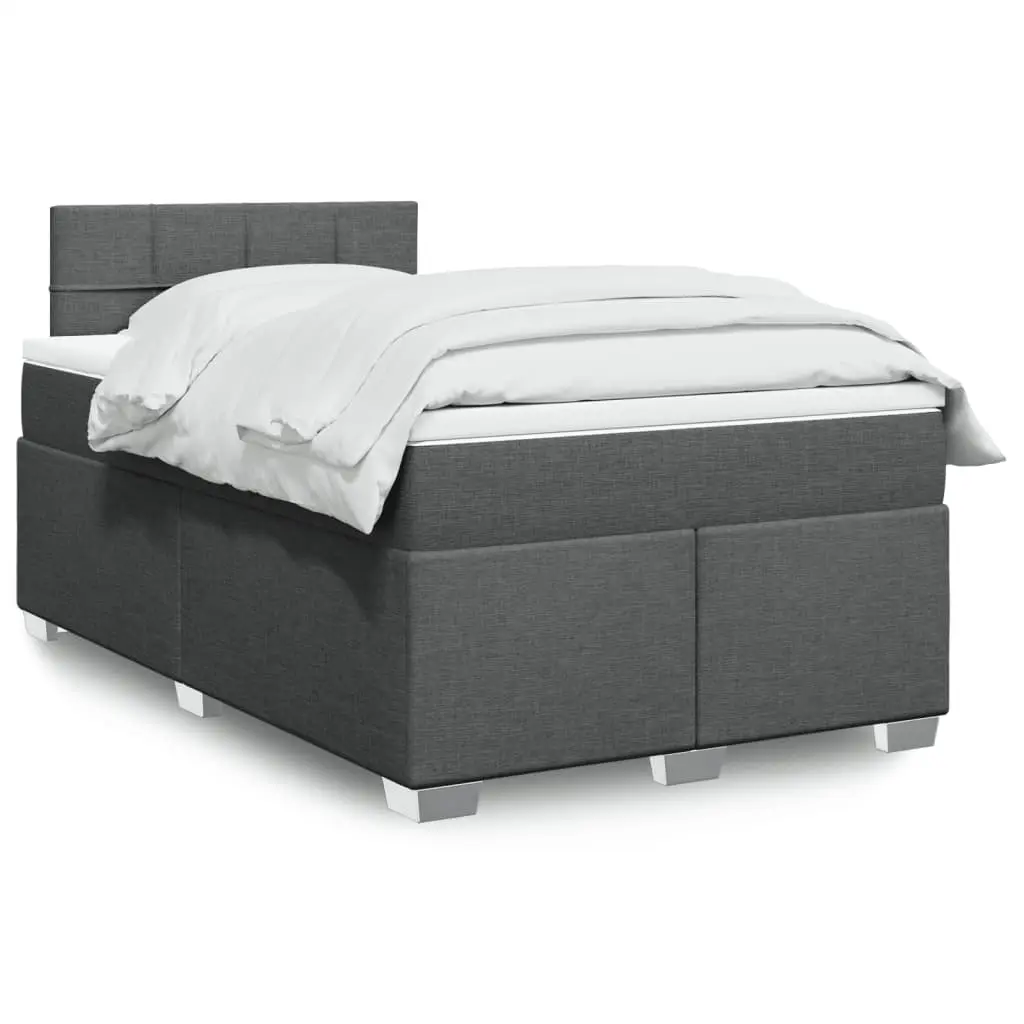 vidaXL Κρεβάτι Boxspring με Στρώμα Σκούρο Γκρι 120x190 εκ Υφασμάτινο