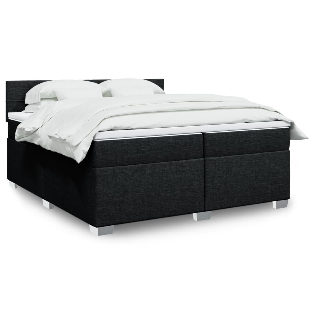 vidaXL Κρεβάτι Boxspring με Στρώμα Μαύρο 200x200 εκ. Υφασμάτινο
