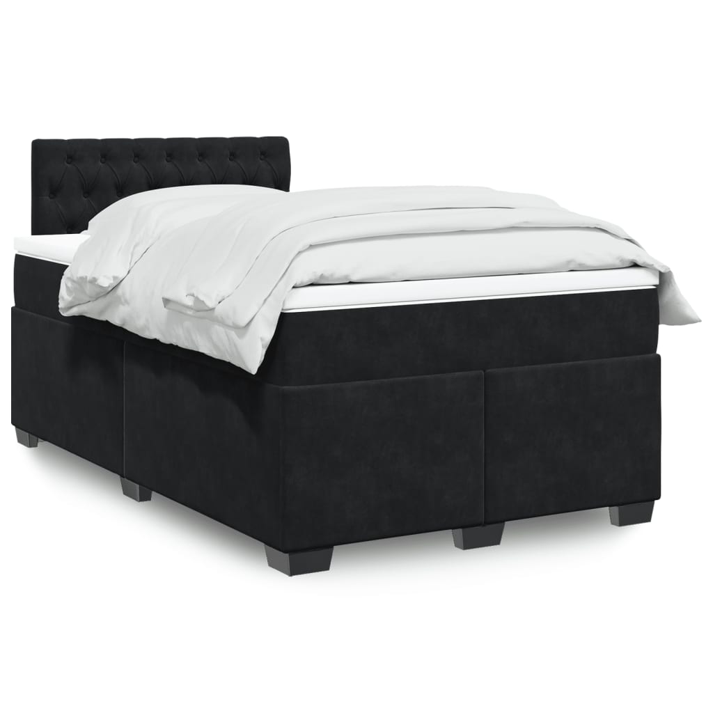 vidaXL Κρεβάτι Boxspring με Στρώμα Μαύρο 120 x 200 εκ. Βελούδινο