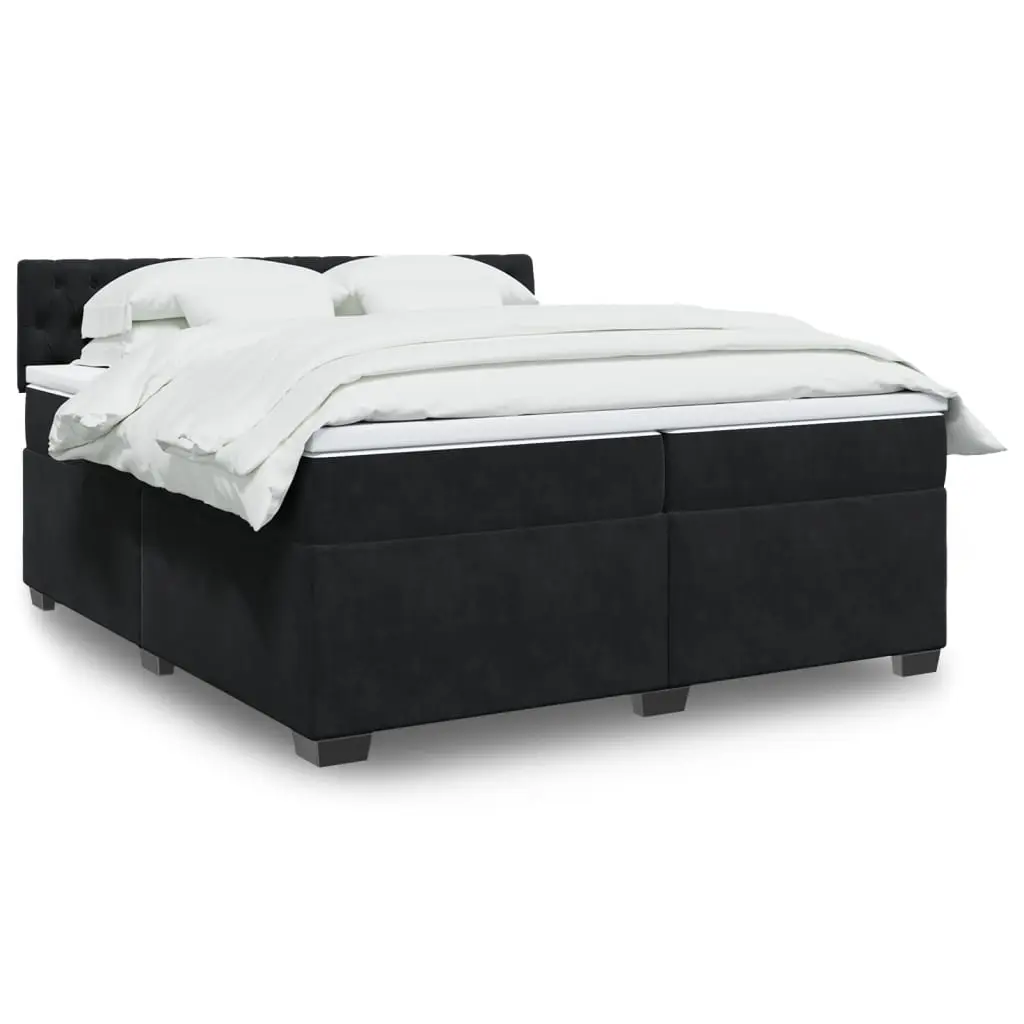 vidaXL Κρεβάτι Boxspring με Στρώμα Μαύρο 200x200 εκ. Βελούδινο