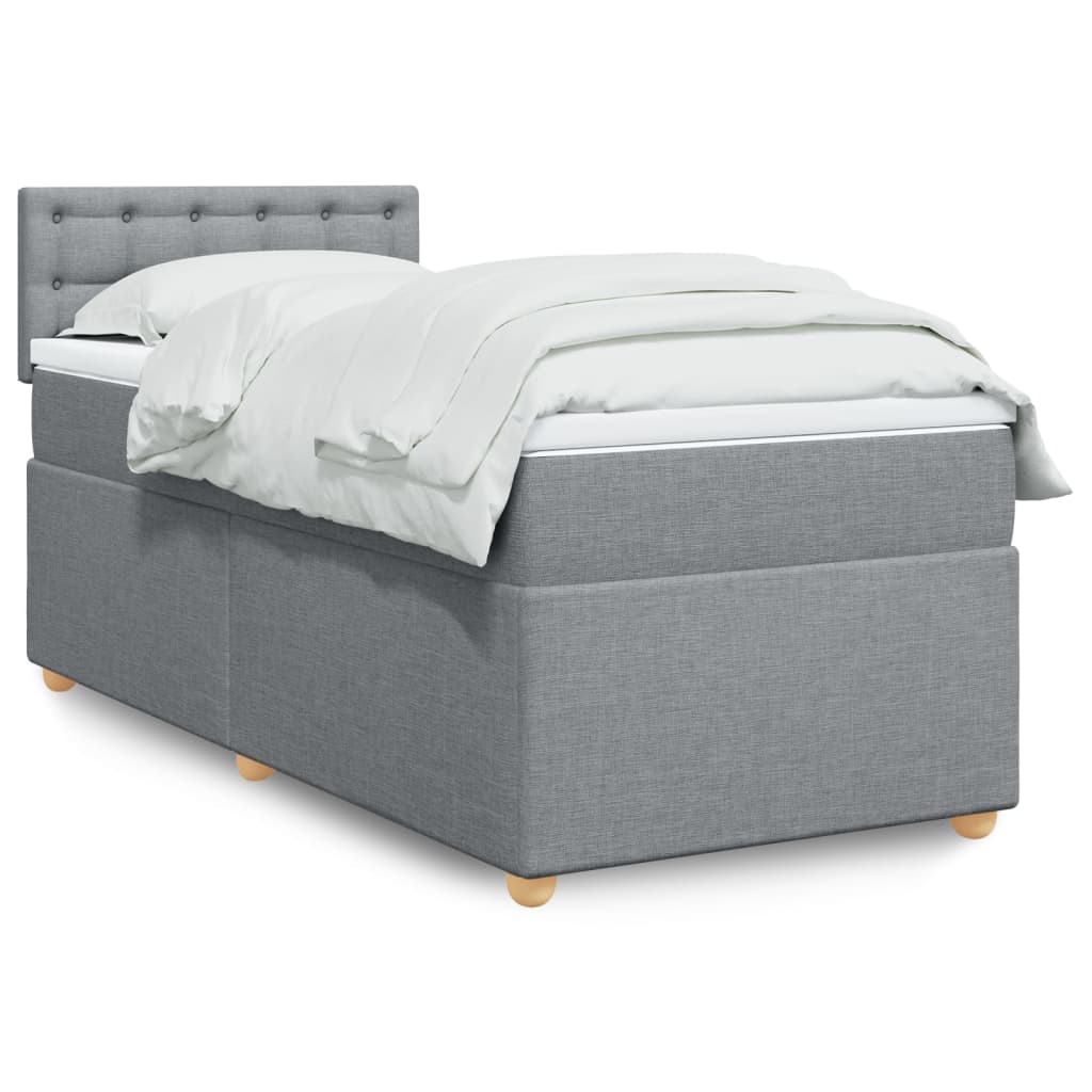 vidaXL Κρεβάτι Boxspring με Στρώμα Ανοιχτό Γκρι 80x200 εκ. Υφασμάτινο