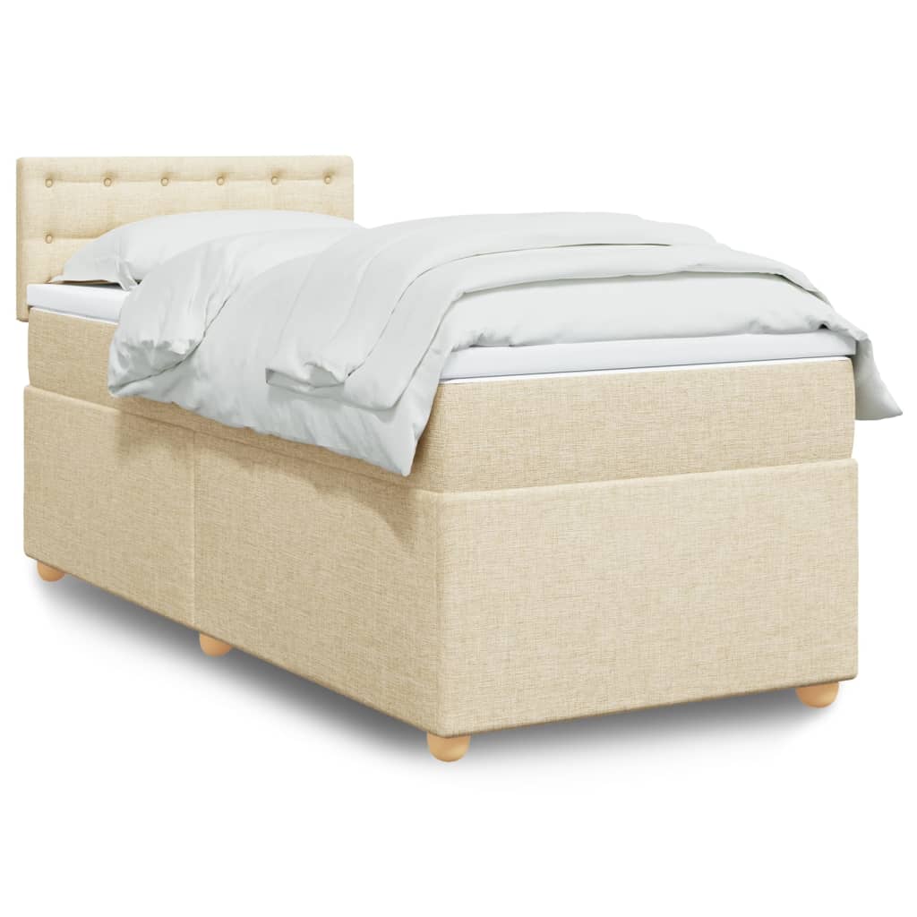vidaXL Κρεβάτι Boxspring με Στρώμα Κρεμ 80 x 200 εκ. Υφασμάτινο
