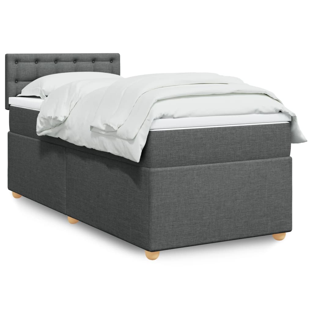 vidaXL Κρεβάτι Boxspring με Στρώμα Σκούρο Γκρι 100x200 εκ. Υφασμάτινο