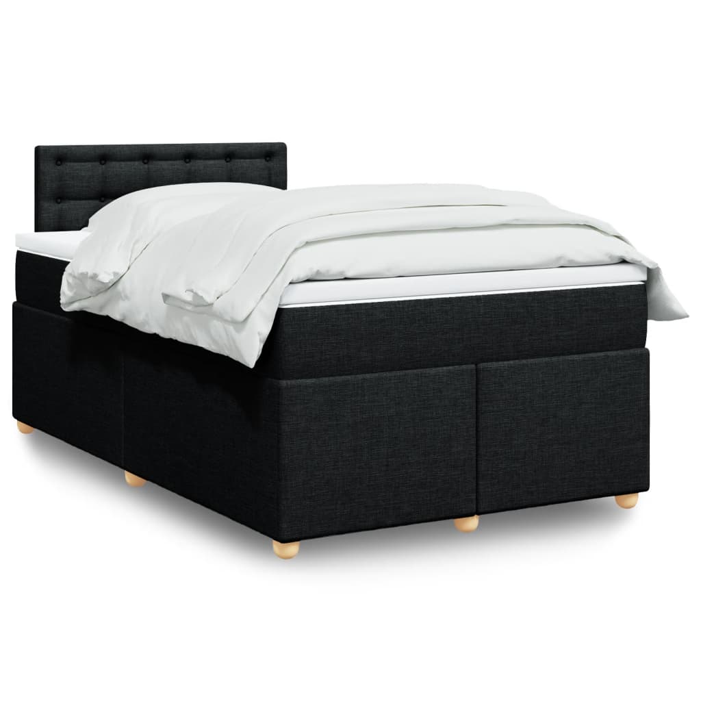 vidaXL Κρεβάτι Boxspring με Στρώμα Μαύρο 120x200 εκ. Υφασμάτινο