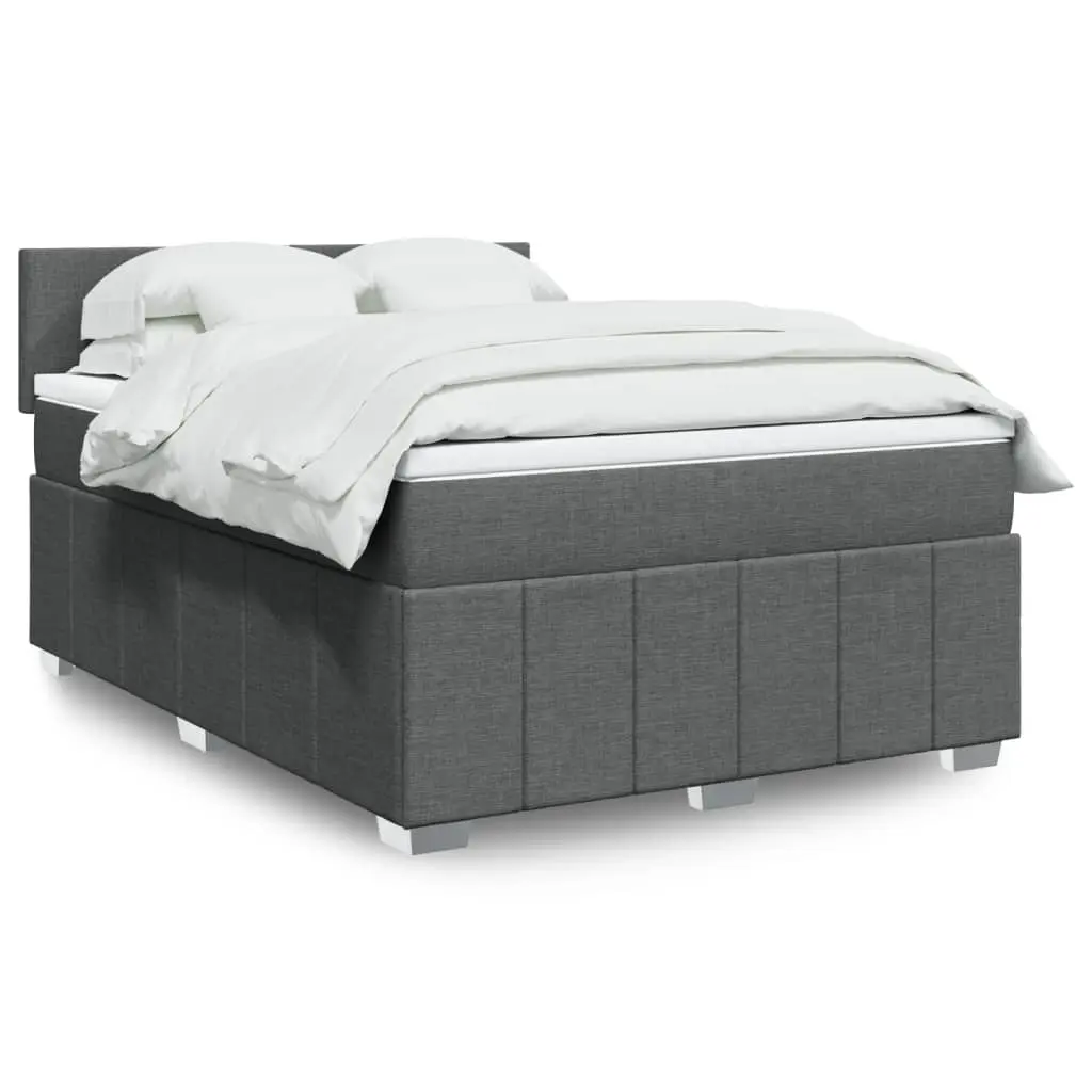 vidaXL Κρεβάτι Boxspring με Στρώμα Σκούρο Γκρι 140x190 εκ. Υφασμάτινο