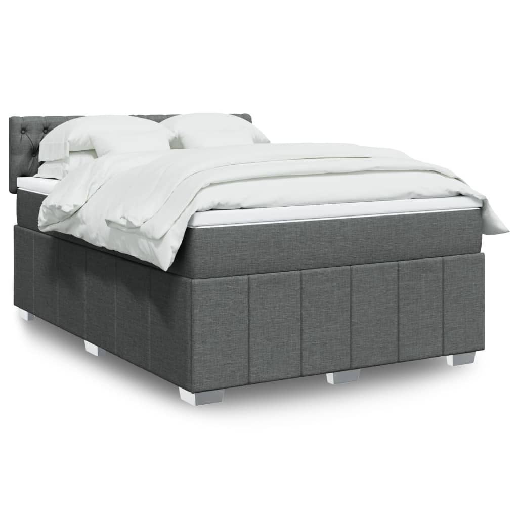 vidaXL Κρεβάτι Boxspring με Στρώμα Σκούρο Γκρι 140x190 εκ. Υφασμάτινο