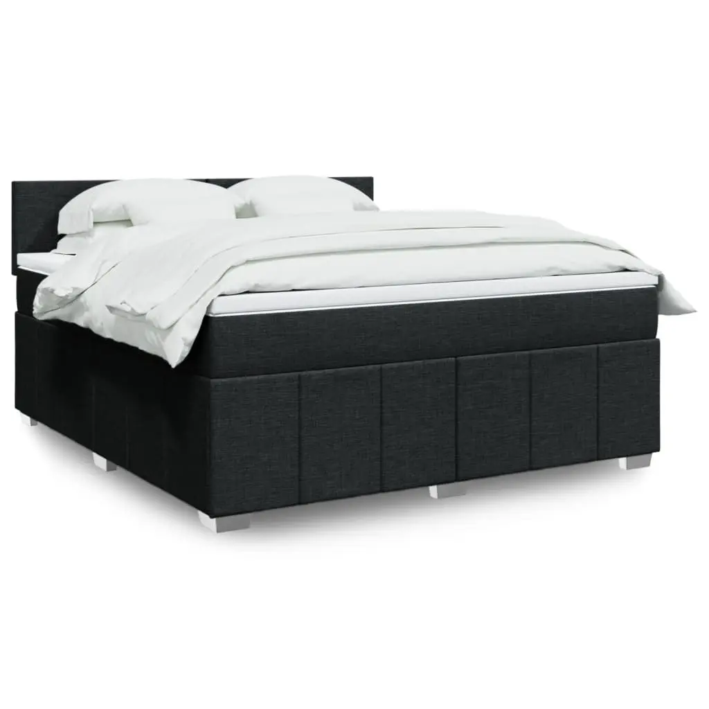 vidaXL Κρεβάτι Boxspring με Στρώμα Μαύρο 180x200 εκ. Υφασμάτινο