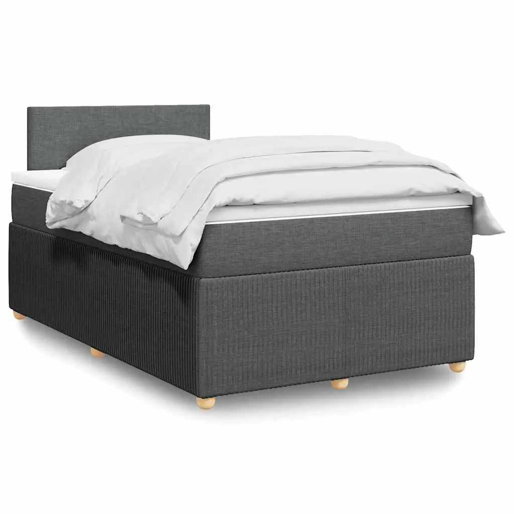 vidaXL Κρεβάτι Boxspring με Στρώμα Σκούρο Γκρι 120x200 εκ. Υφασμάτινο