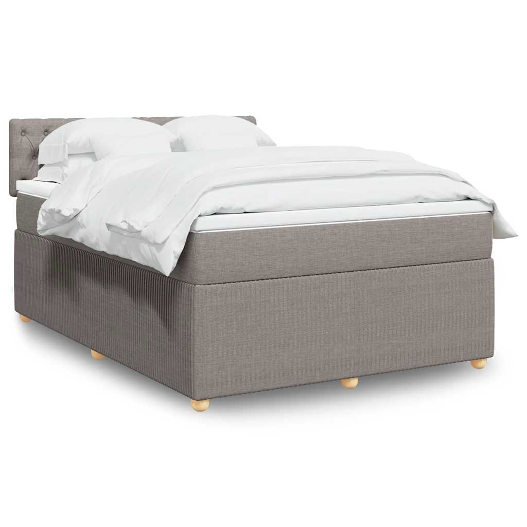 vidaXL Κρεβάτι Boxspring με Στρώμα Taupe 140x190 εκ. Υφασμάτινο