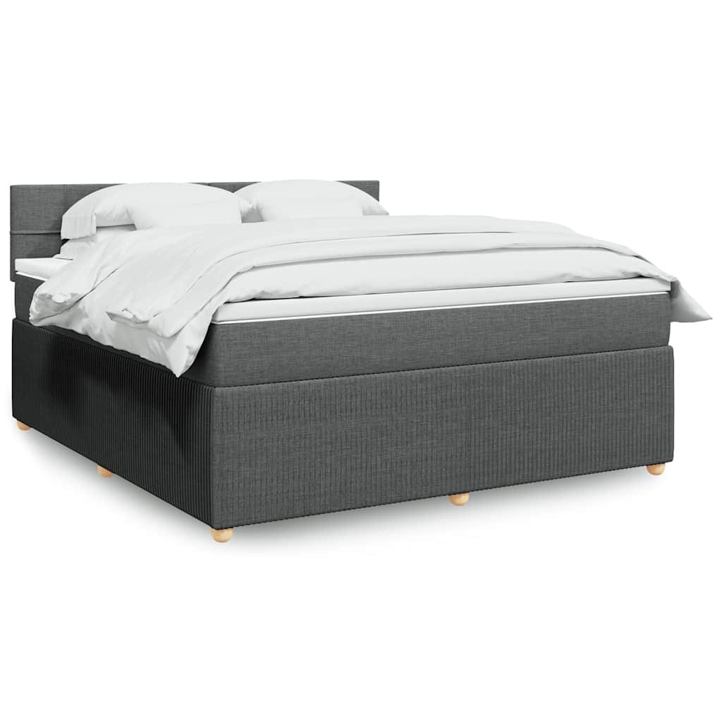 vidaXL Κρεβάτι Boxspring με Στρώμα Σκούρο Γκρι 180x200 εκ Υφασμάτιν