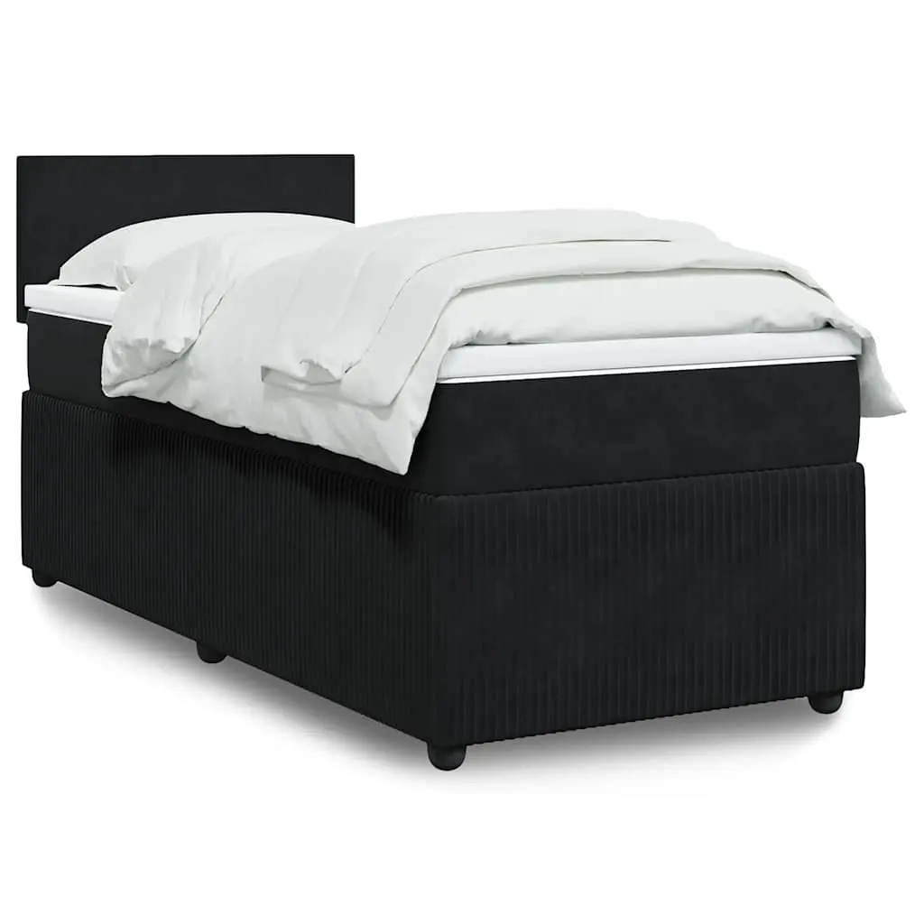 vidaXL Κρεβάτι Boxspring με Στρώμα Μαύρο 90x200 εκ. Βελούδινο