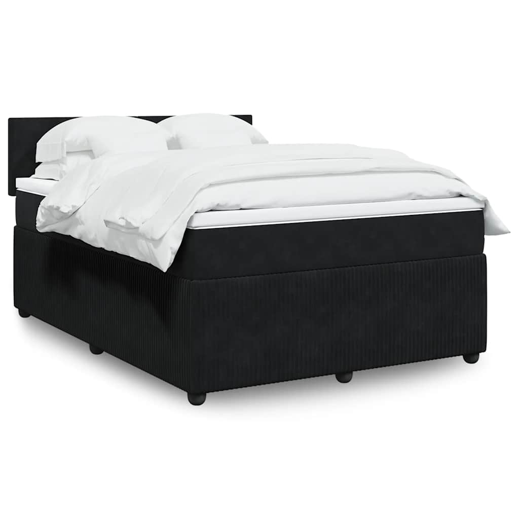 vidaXL Κρεβάτι Boxspring με Στρώμα Μαύρο 140x200 εκ. Βελούδινο
