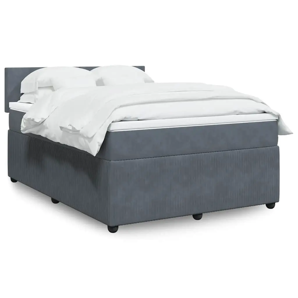 vidaXL Κρεβάτι Boxspring με Στρώμα Σκούρο Γκρι 160x200 εκ. Βελούδινο