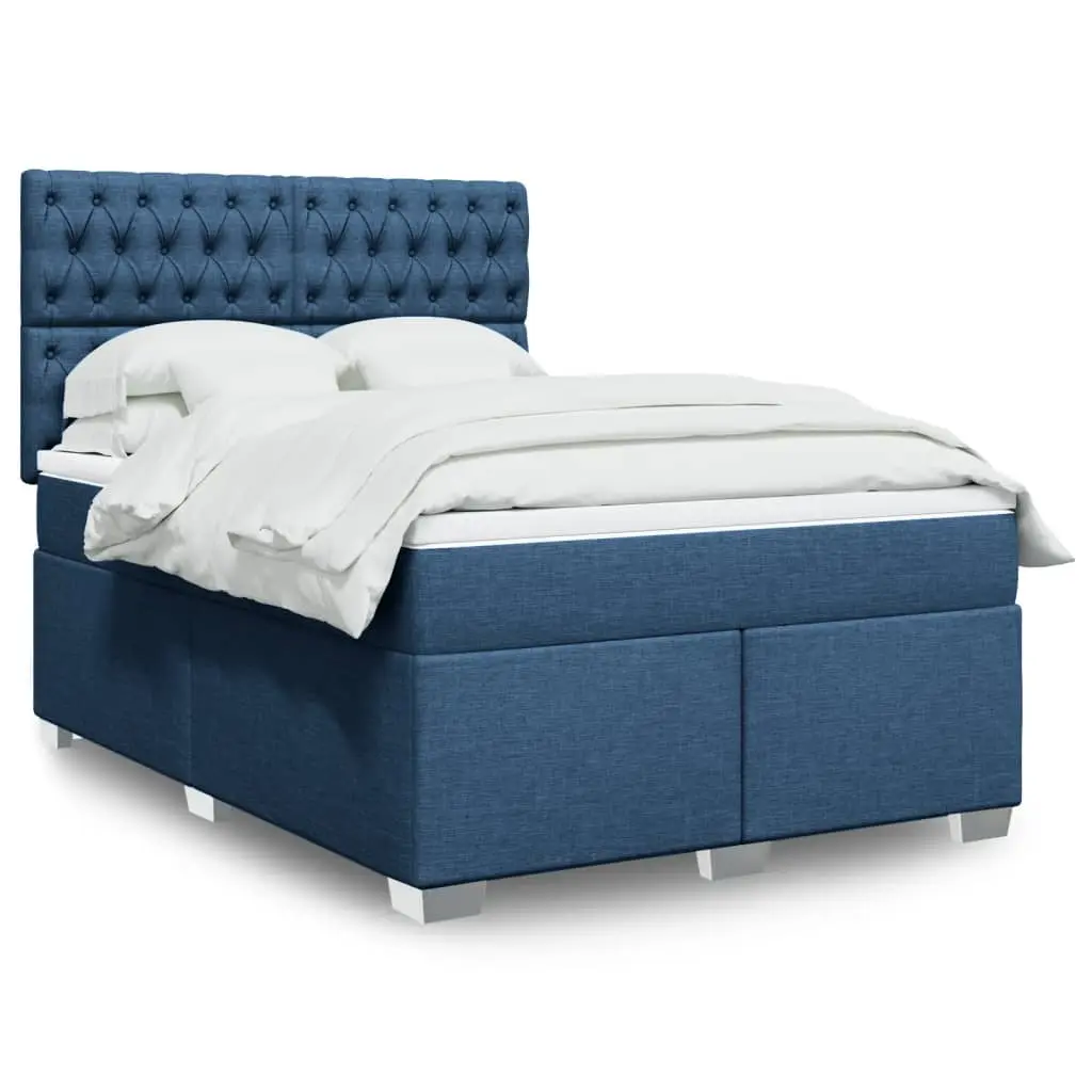 vidaXL Κρεβάτι Boxspring με Στρώμα Μπλε 160x200 εκ. Υφασμάτινο