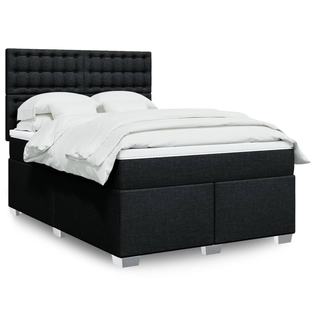 vidaXL Κρεβάτι Boxspring με Στρώμα Μαύρο 160x200 εκ. Υφασμάτινο