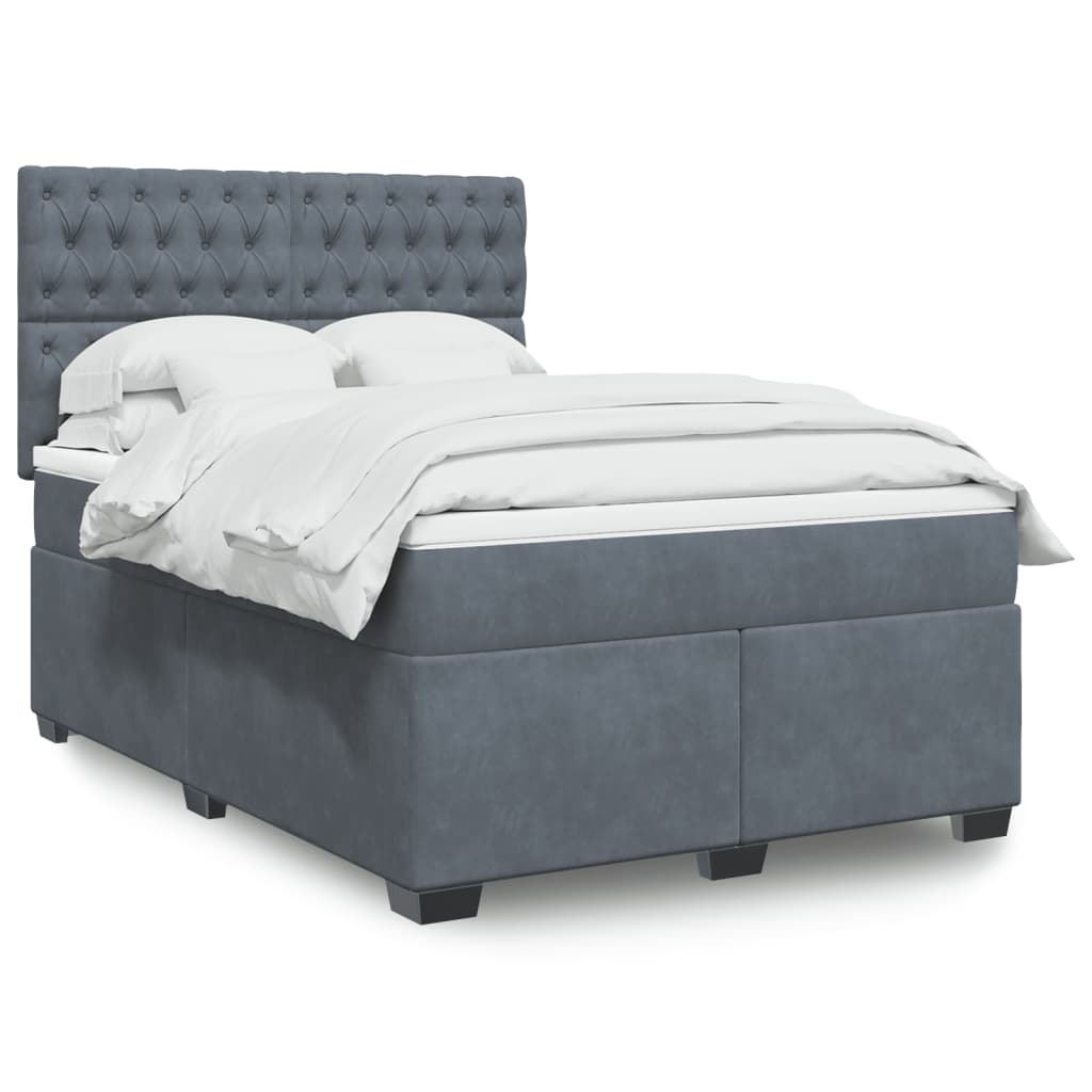 vidaXL Κρεβάτι Boxspring με Στρώμα Σκούρο Γκρι 160x200 εκ. Βελούδινο