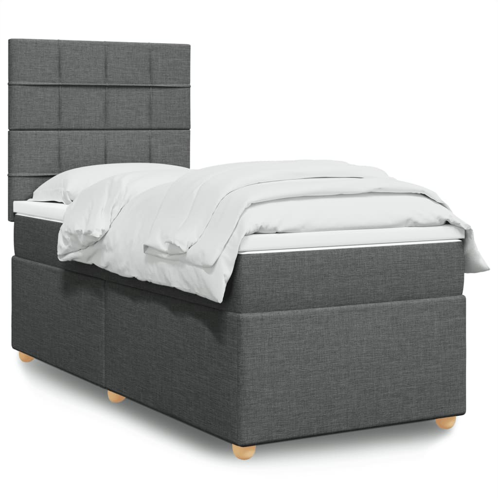 vidaXL Κρεβάτι Boxspring με Στρώμα Σκούρο Γκρι 80x200 εκ. Υφασμάτινο