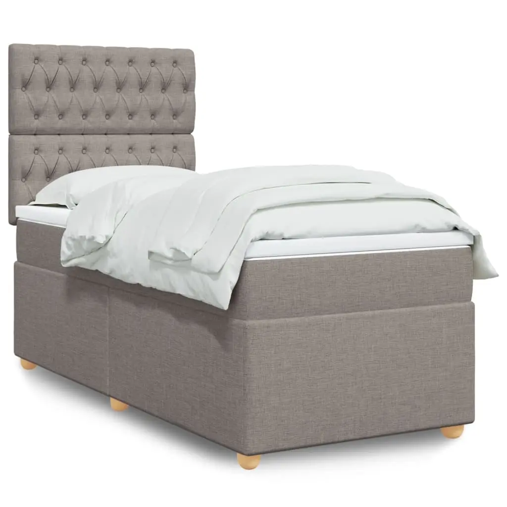 vidaXL Κρεβάτι Boxspring με Στρώμα Taupe 90x190 εκ.Υφασμάτινο